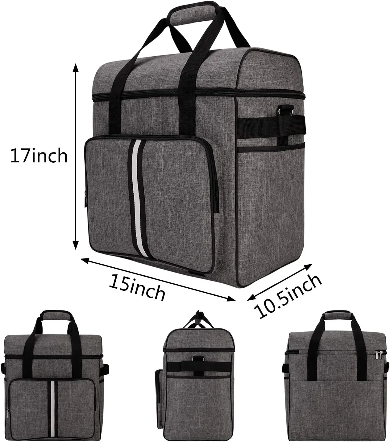 BAGLHER Heavy Duty Kitchen Mixer Cover for 6-8 Quart Stand Mixers, 2-in-1 Shoulder & Hand Carrying Case with Accessory Pockets (15”x10.5”x17”, Grey)