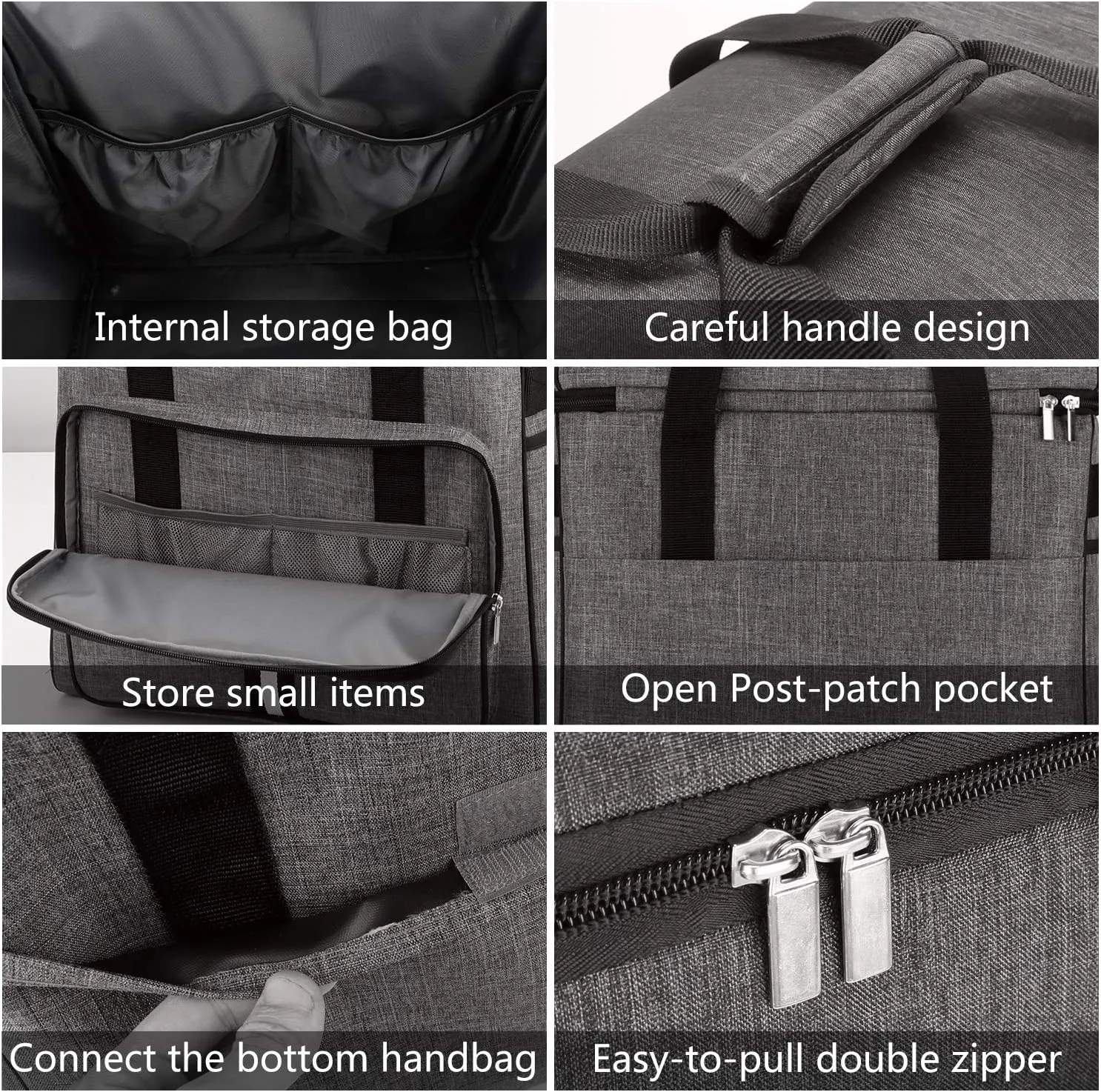 BAGLHER Heavy Duty Kitchen Mixer Cover for 6-8 Quart Stand Mixers, 2-in-1 Shoulder & Hand Carrying Case with Accessory Pockets (15”x10.5”x17”, Grey)