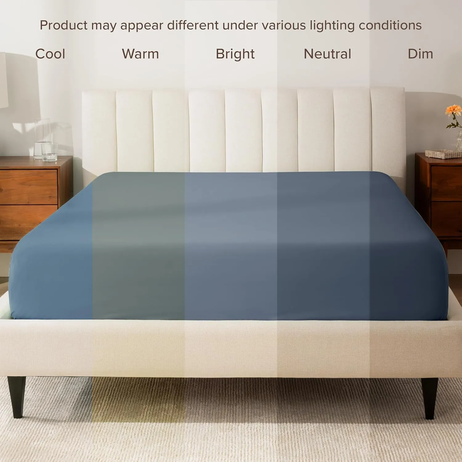 Bare Home 100% Organic Cotton Queen Fitted Sheet - Crisp Percale Weave - 260 Thread Count - Lightweight & Breathable - Deep Pocket Fitted Sheet (Queen, Bering Sea)