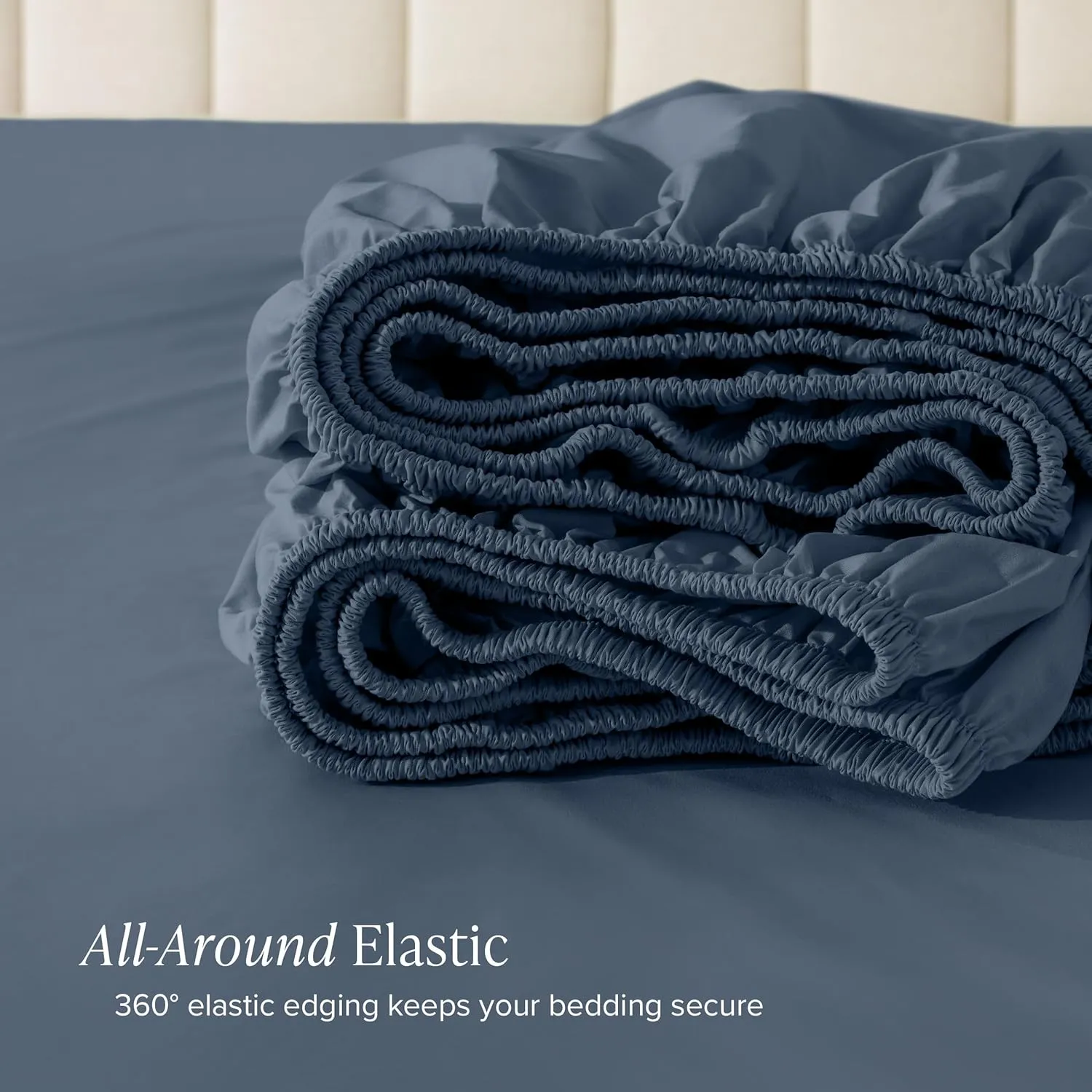 Bare Home 100% Organic Cotton Queen Fitted Sheet - Crisp Percale Weave - 260 Thread Count - Lightweight & Breathable - Deep Pocket Fitted Sheet (Queen, Bering Sea)