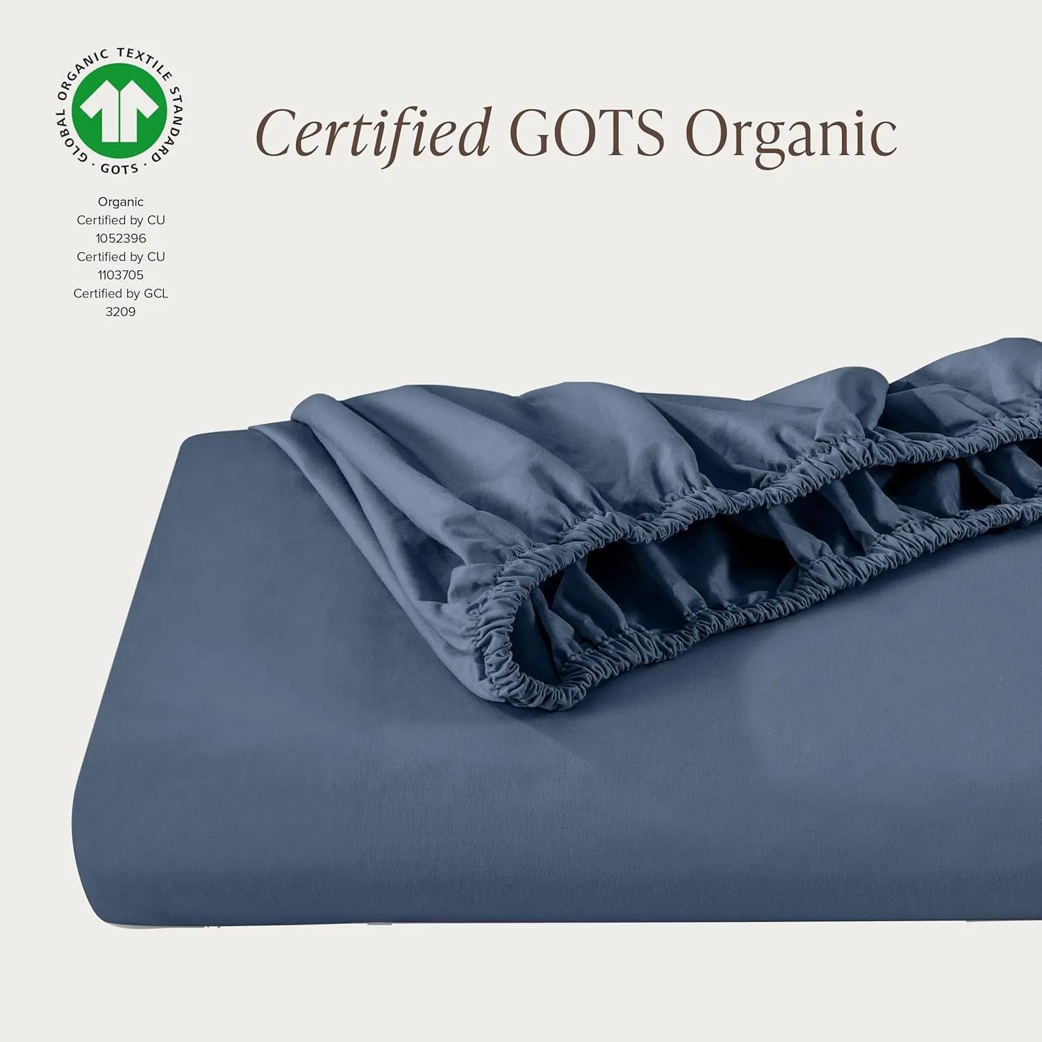 Bare Home 100% Organic Cotton Queen Fitted Sheet - Crisp Percale Weave - 260 Thread Count - Lightweight & Breathable - Deep Pocket Fitted Sheet (Queen, Bering Sea)