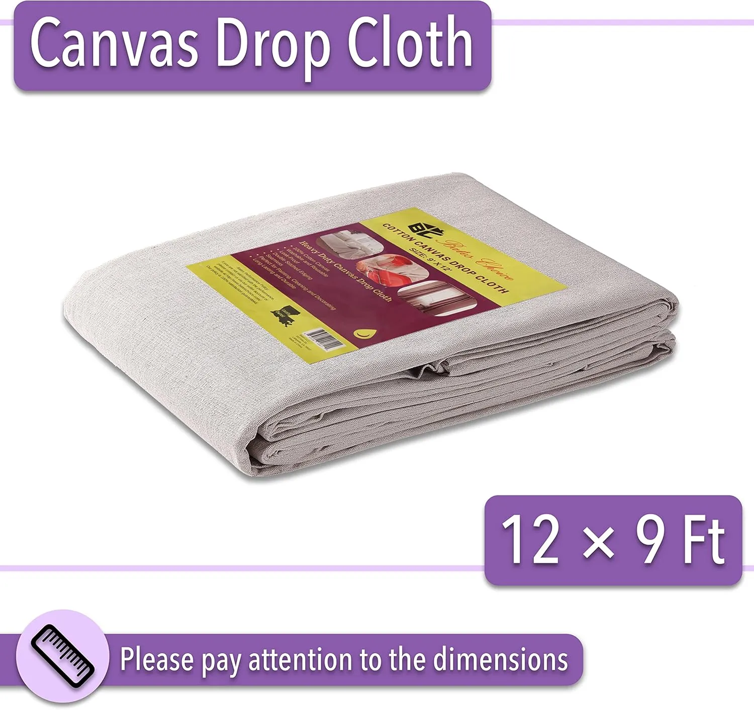 Bates- Canvas Drop Cloth - 9x12, Paint Tarp for Painting
