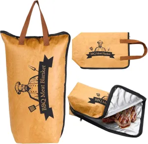 BBQ Meat Blanket - Reusable Insulated Brisket Resting Blanket with Handle,5-Layer Thermal Protection Large Capacity Foldable Meat Resting Bag for BBQ, Smokers, Outdoor Activities |21 inch