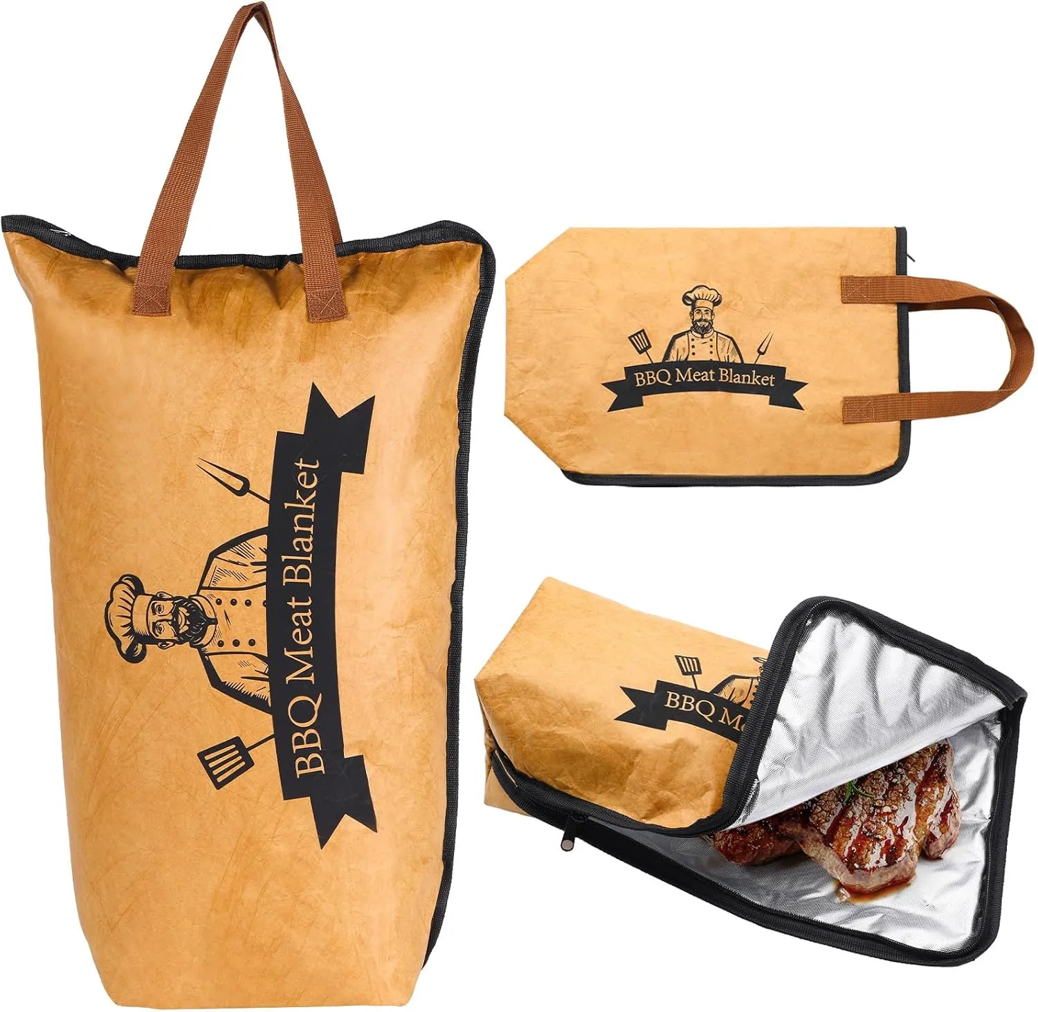 BBQ Meat Blanket - Reusable Insulated Brisket Resting Blanket with Handle,5-Layer Thermal Protection Large Capacity Foldable Meat Resting Bag for BBQ, Smokers, Outdoor Activities |21 inch