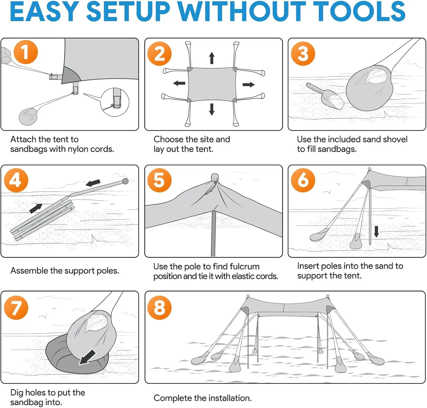 Beach Tent Sun Shelter, 10 x 10 FT Beach Canopy Tent Sun Shade, UPF50  Beach Tent Canopy with 8 Sandbags & 4 Stability Poles, Outdoor Beach Tent for Beach Camping Fishing, Flamingo