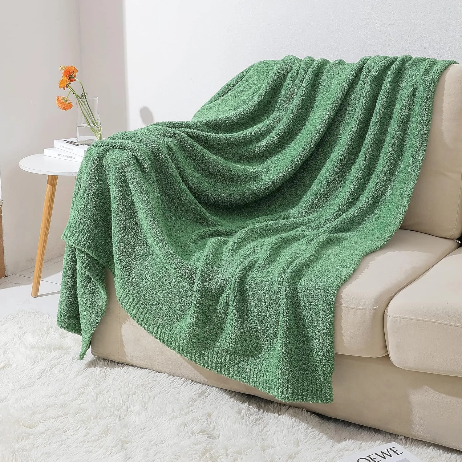 bearberry Super Soft Fluffy Throw Blanket Lightweight Cozy Warm Throw Blankets for Couch Bed Sofa All Season (Avocado Green, 50”x60”)
