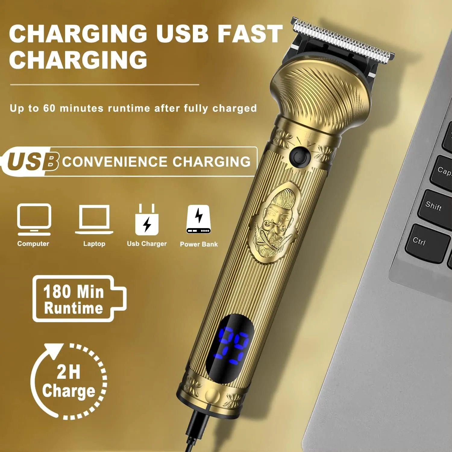 Beard Trimmer Kit for Men - Professional 6 in 1 Hair Clipper Trimmer, Cordless Multi Groomer, Mens Grooming Kit for Beard, Face, Body Nose Electric Razor with Travel Case as Gifts for Him