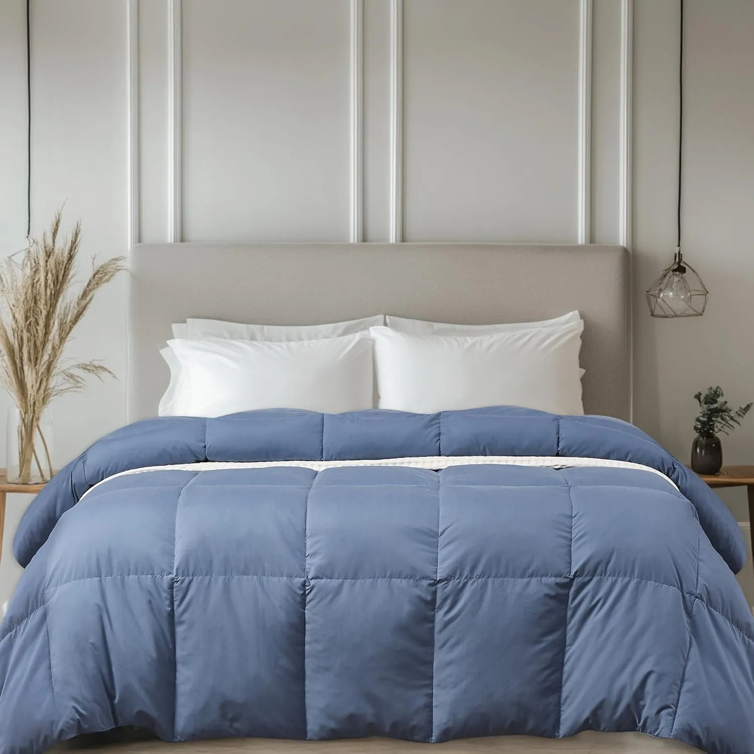 Beautyrest Soft Feather Down Comforter Full/Queen Size,Hotel Collection Lightweight Hypoallergenic Comforter,All Seasons Full/Queen Duvet Insert with Corner Tabs,90x90 Inch,Blue