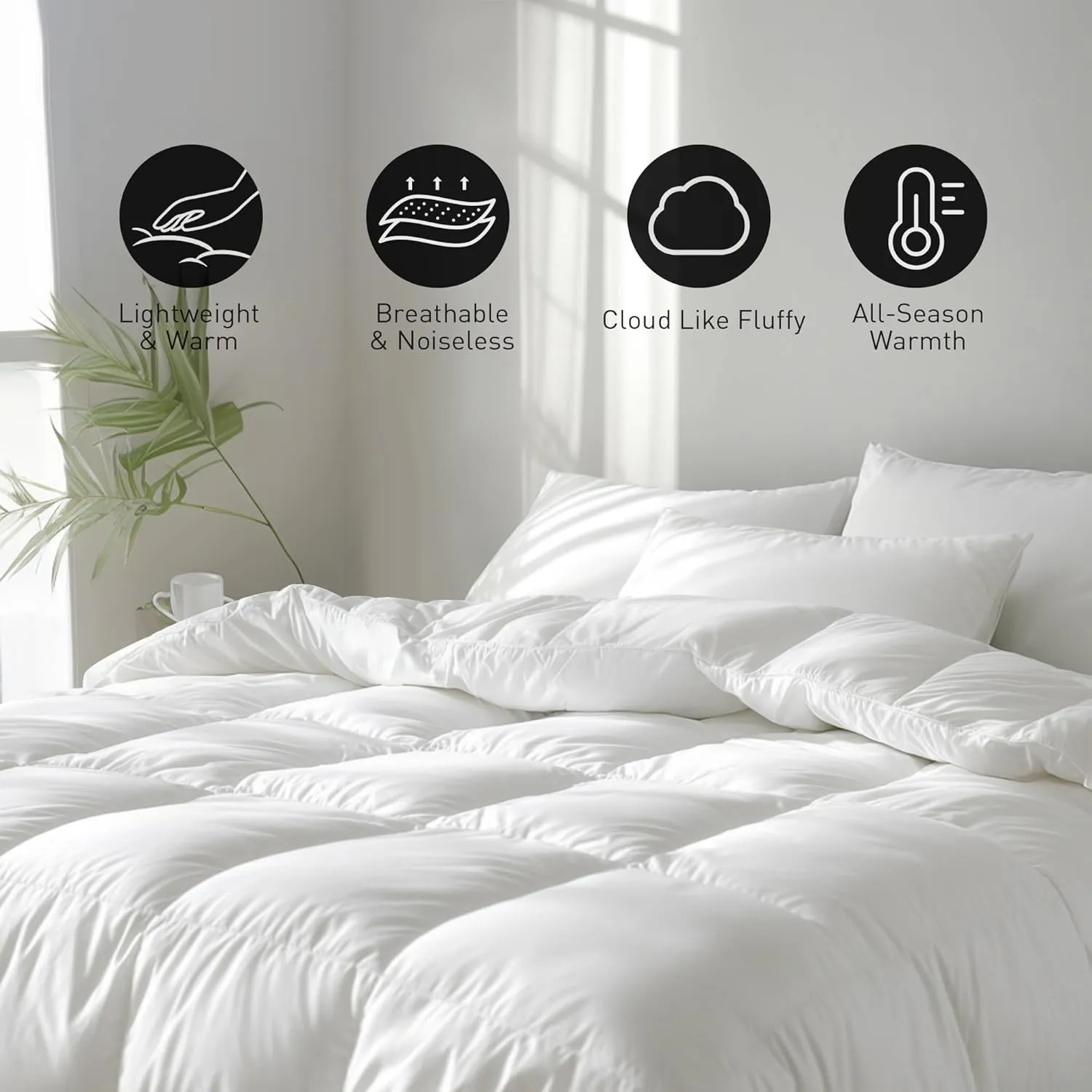Beautyrest Soft Feather Down Comforter Full/Queen Size,Hotel Collection Lightweight Hypoallergenic Comforter,All Seasons Full/Queen Duvet Insert with Corner Tabs,90x90 Inch,Blue