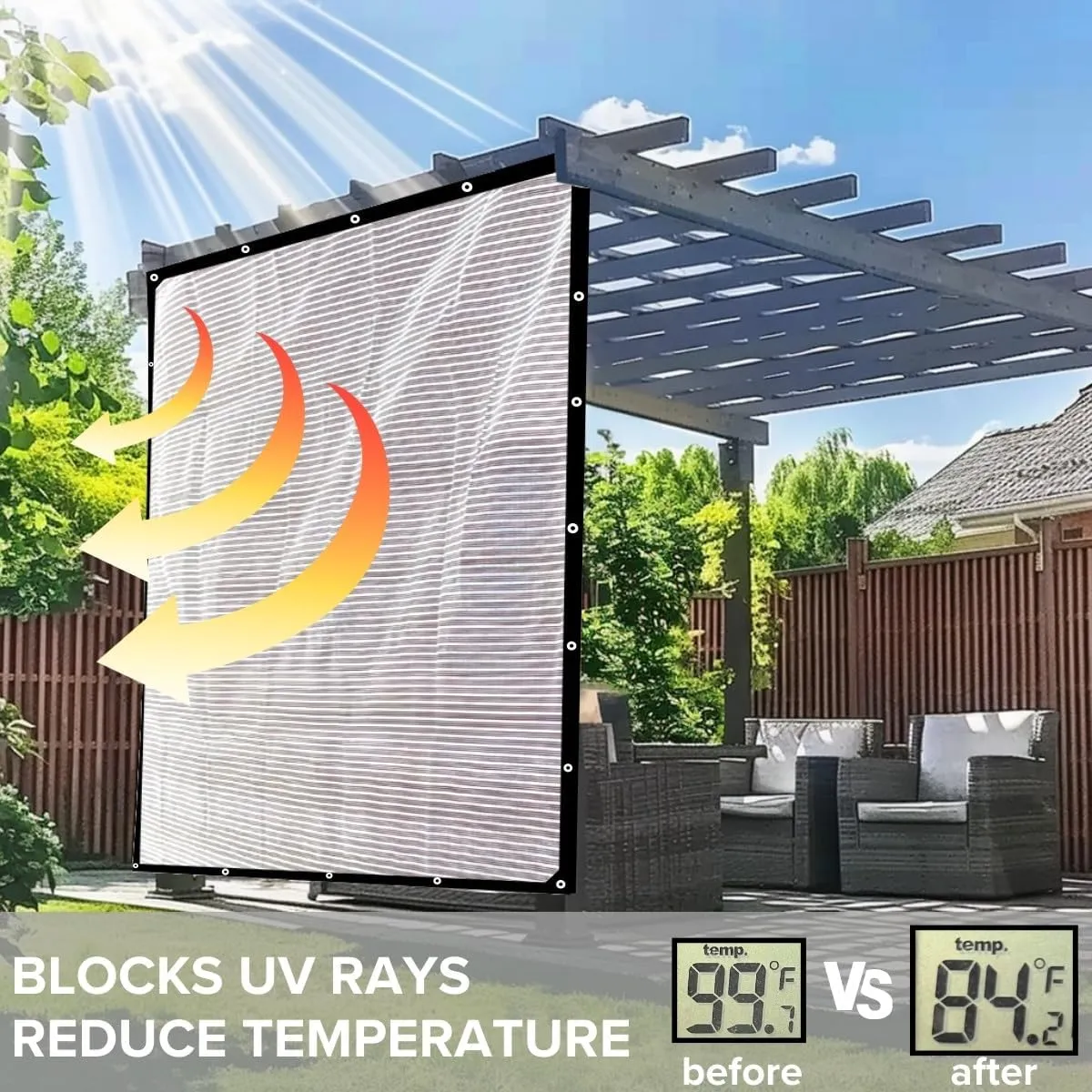 BeGrit Aluminet Shade Cloth 95%-99% Aluminum Shade Cloth Sun Reflective Tarp for Garden, Patio, Greenhouse, Pergola, Car, Kennel Shade 10x20ft