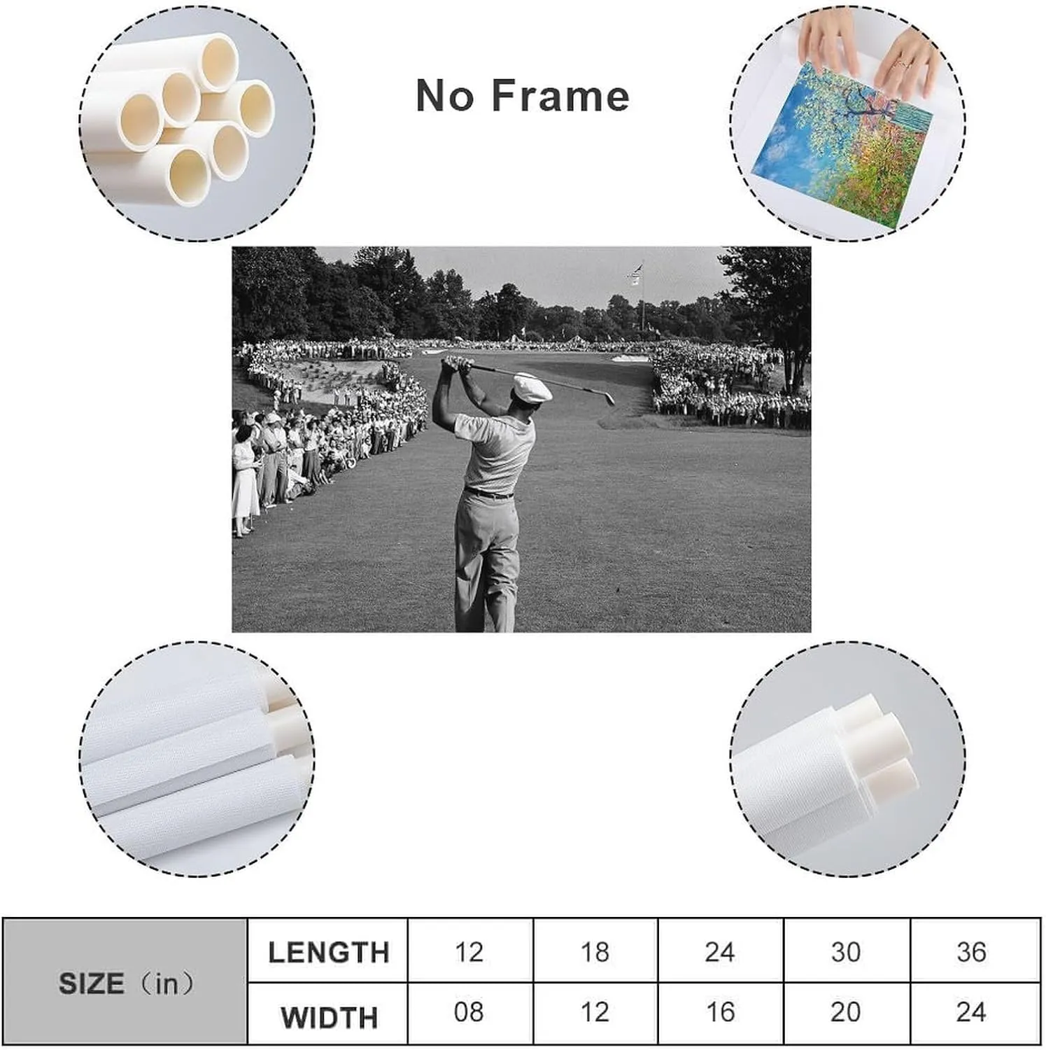 Ben Hogan Golf First Iron Shot Wall Art Poster Scroll Canvas Painting Picture Living Room Decor Home UnFramed,16x24inch(40x60cm)