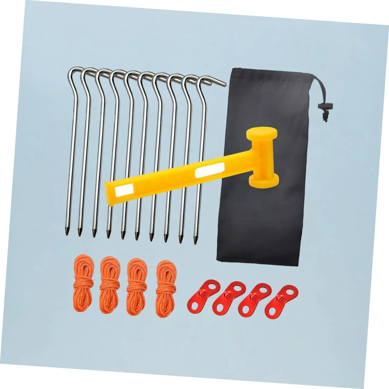 BESPORTBLE Heavy Duty Tent Accessories 20pcs Set with Tightener Ground Tarp Shock Cord Guyline Adjusters for Camping