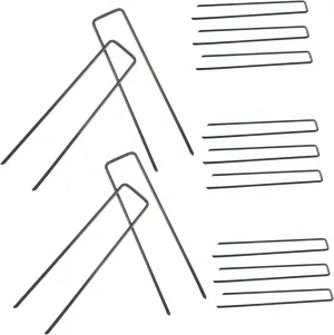 BESPORTBLE Lawn Nails Tent Pegs Steel 30 Pcs U-Shaped Ground Stakes for Garden Tarp Landscape Fabric Artificial Grass