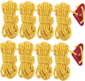 BESPORTBLE Outdoor Adventure Essentials 8 Pack Camping Ropes Sturdy Polyester Tarp Line Reflective Adjustable Length for Hauling and Dragging