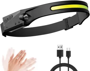 BESTSUN COB Headlamp Rechargeable, COB 2000 LED Camping Headlamp Super Bright High Lumen Headlight Induction 5 Mdoes Headlamp Flashlight Waterproof Head Lamp for Fishing, Running, Hiking