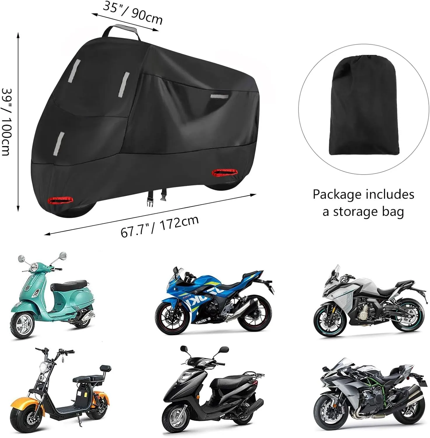Bicycle Cover, 300D Oxford Bike Tarp Storage for 1 Bike All Season Protection for Mountain Road City Bikes Fixed Gear (S: 68" x 33" x 39")