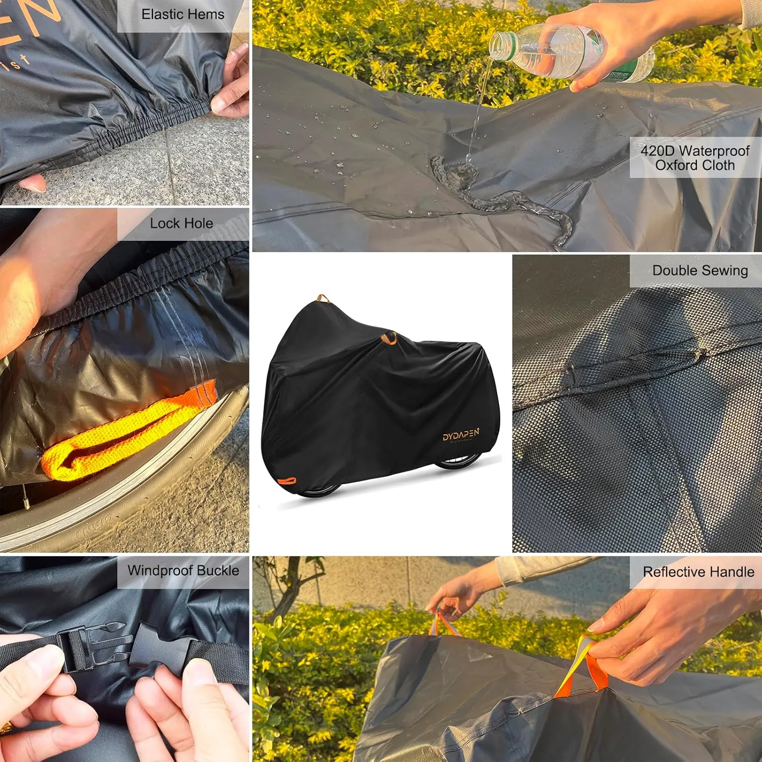 Bike Cover, DYDAPEN Bike Covers Outdoor Storage Waterproof 2 Bikes Protect from Rain Dust UV, 420D Heavy Duty Bicycle Cover for Ebike Electric Bike Mountain Road Bike (XXL for 2 Bike)