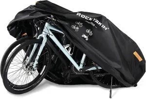 Bike Cover for 2 or 3 Bikes Outdoor Waterproof, 300D Oxford Heavy Duty Bicycle Cover Rain Dust UV Wind Proof Bike Tarp with Reflective Strips Storage Bag for Mountain Road Electric Bike