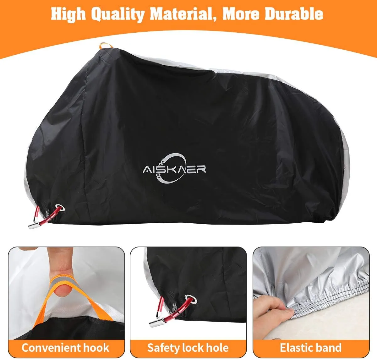 Bike Cover for 2 or 3 Bikes Outdoor Waterproof Bicycle Storage with Lock Hole for Mountain Road Electric Heavy Duty Bikes, Bike Tarp Ripstop Material 210D