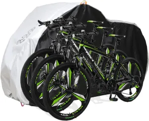 Bike Cover for 2 or 3 Bikes Outdoor Waterproof Bicycle Storage with Lock Hole for Mountain Road Electric Heavy Duty Bikes, Bike Tarp Ripstop Material 210D