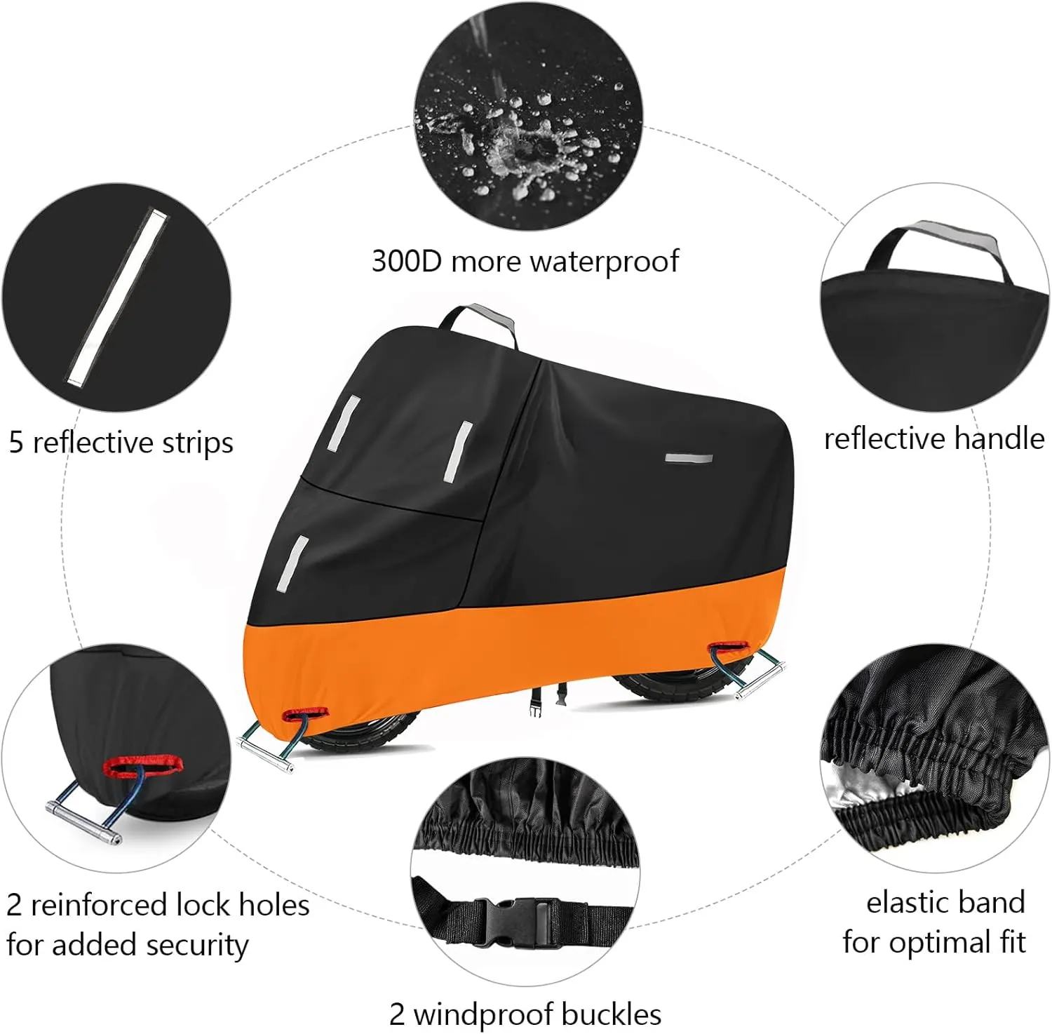 Bike Cover Waterproof for 1 Bike, 300D Oxford, Reflective Handle Lock Hole, Sunproof Windproof Bicycle Tarp S (67" x 33" x 39")