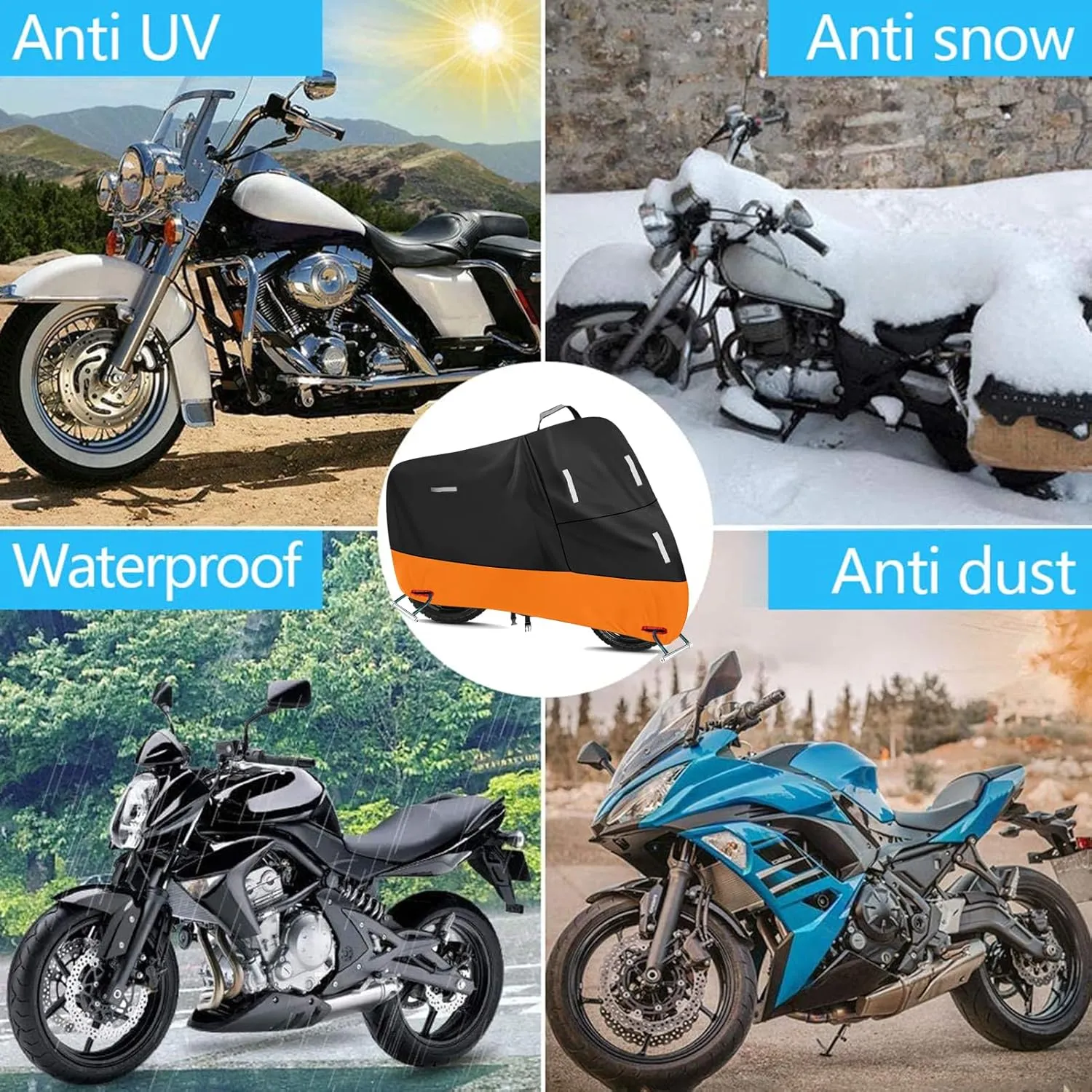 Bike Cover Waterproof for 1 Bike, 300D Oxford, Reflective Handle Lock Hole, Sunproof Windproof Bicycle Tarp S (67" x 33" x 39")