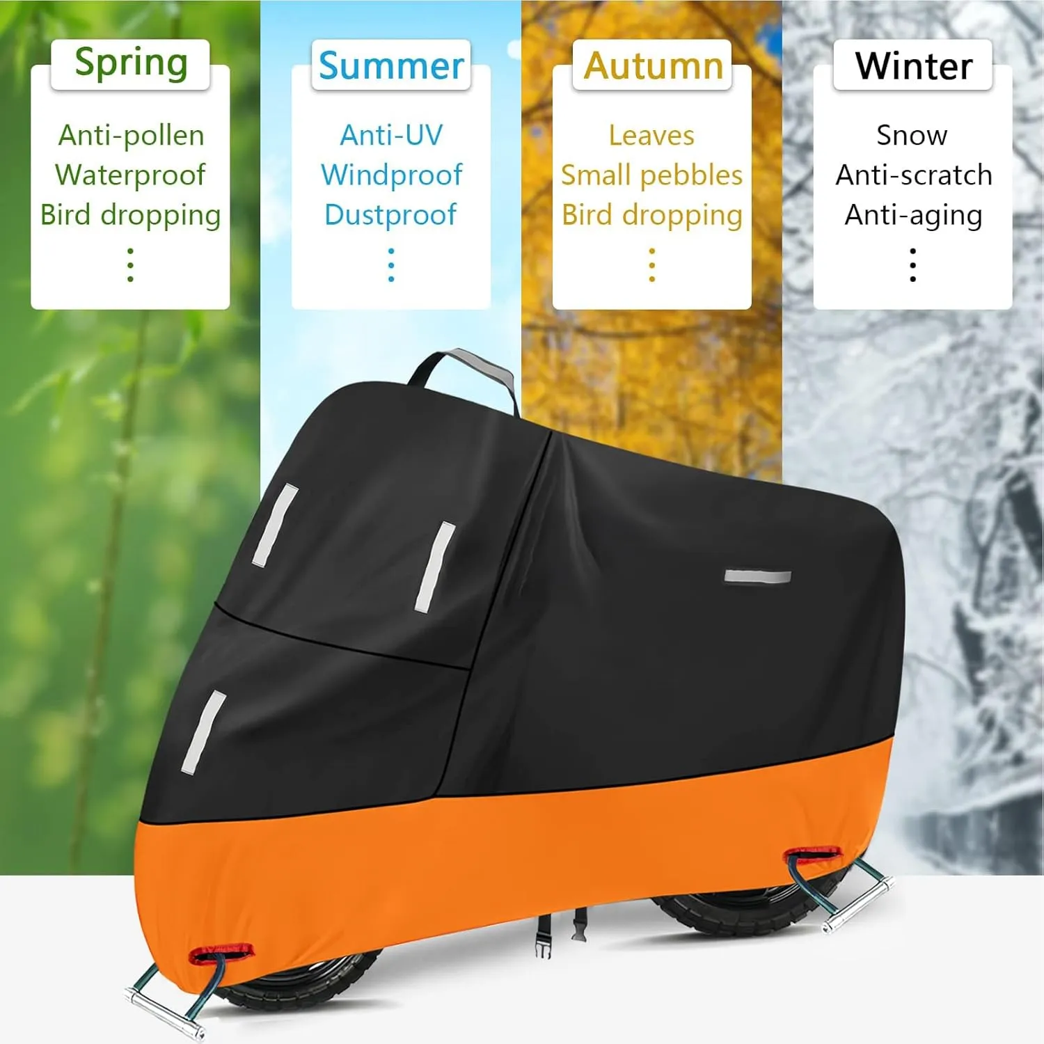 Bike Cover Waterproof for 1 Bike, 300D Oxford, Reflective Handle Lock Hole, Sunproof Windproof Bicycle Tarp S (67" x 33" x 39")