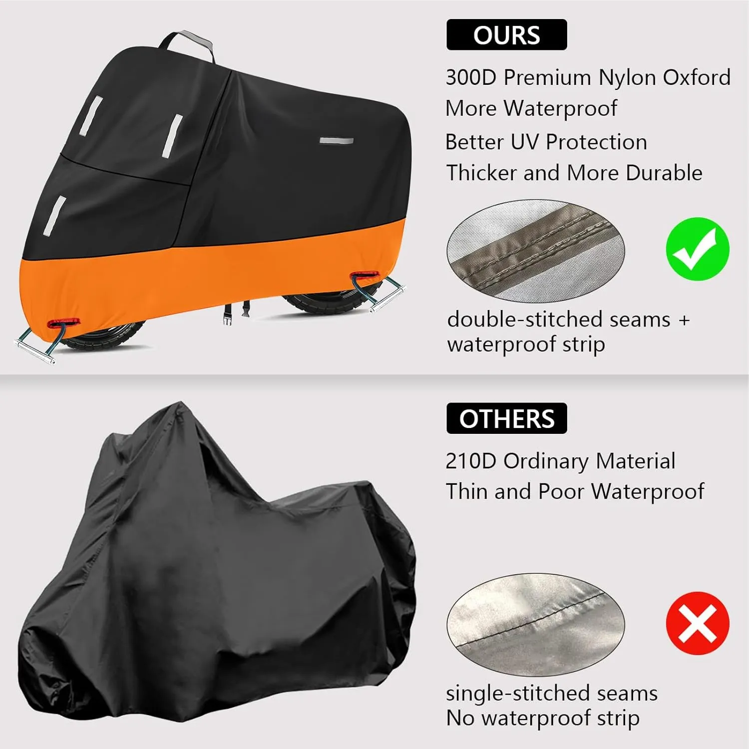Bike Cover Waterproof for 1 Bike, 300D Oxford, Reflective Handle Lock Hole, Sunproof Windproof Bicycle Tarp S (67" x 33" x 39")