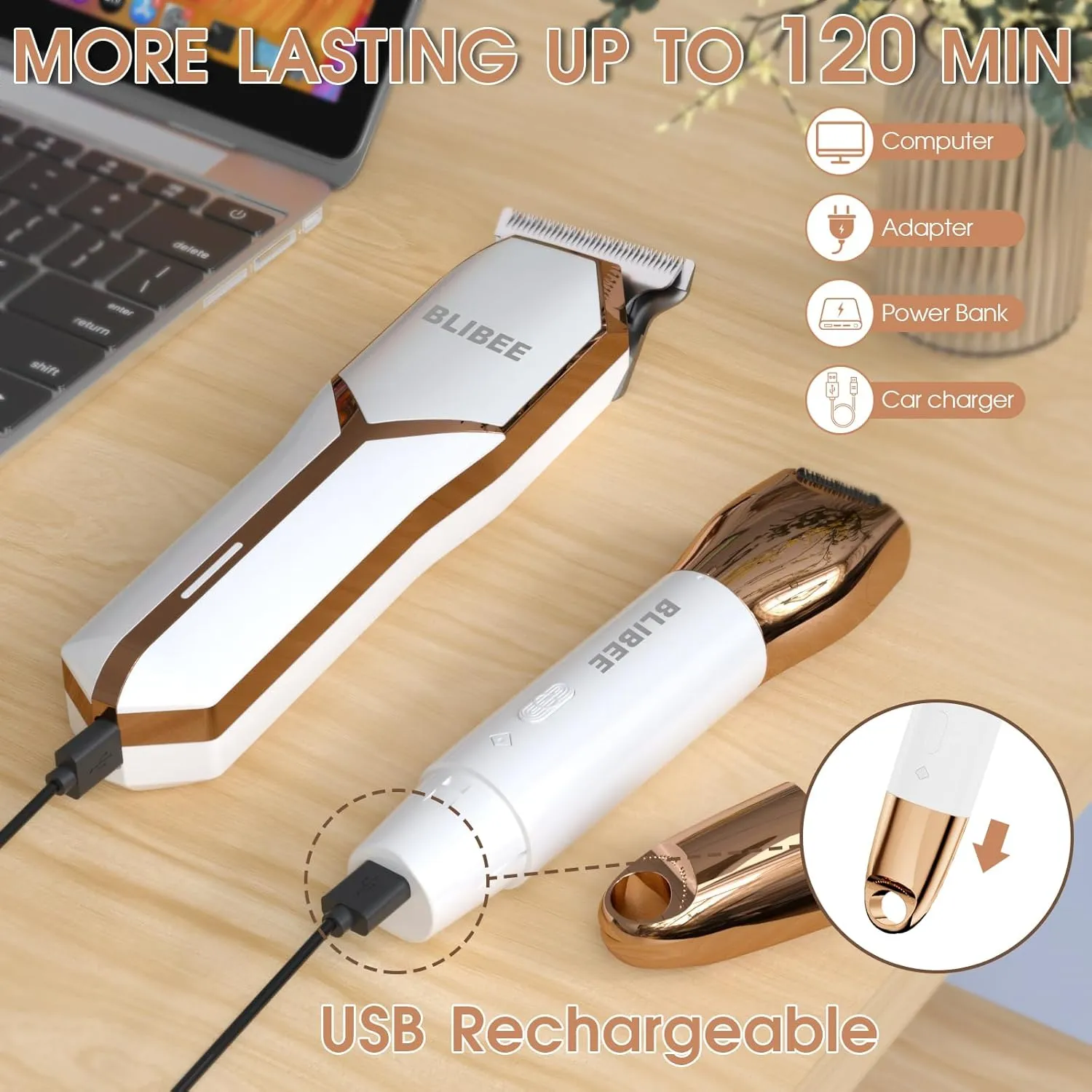 Bikini Trimmer & Hair Clippers for Women - Waterproof Electric Razor and 4 in 1 Bikini Shaver Set, Deluxe Hair Trimmer, Wet/Dry Body Shaver for Nose Eyebrows Beard Pubic Hair, White