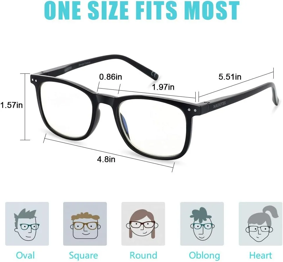 Blue Light Blocking Glasses, Blue Blocker Computer Glasses for Men Women, Anti Glare 400 UV & Eye Strain Fake Square Glasses