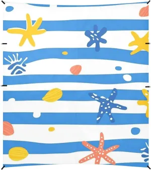 Blue Starfish Foldable Beach Tent UPF50  Protection Waterproof Shade Sun Shelter with Sandbags & Sand Shovel for Backyard, Grassland, Park
