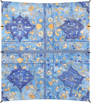 Bohemian Boho Vintage Mandala Style Flower Foldable Beach Canopy UPF50 Waterproof Sun Shelter with Sandbags & Sand Shovel for Backyard, Grassland, Park