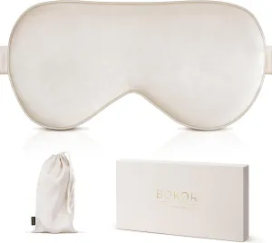 BOKOR Adjustable Silk Sleep Eye Mask - FSA/HSA Approved Sleep Mask for Women and Men, Luxury Mulberry Silk Eye Cover, Light-Blocking Improve Sleep Quality, Gift Ready with Travel Bag - Champagne