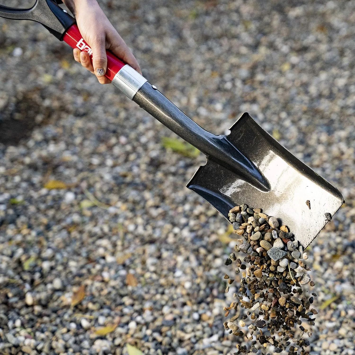 Bond Manufacturing LH047 Mini D-Handle Square Head Shovel, 1-PACK, Red/Black