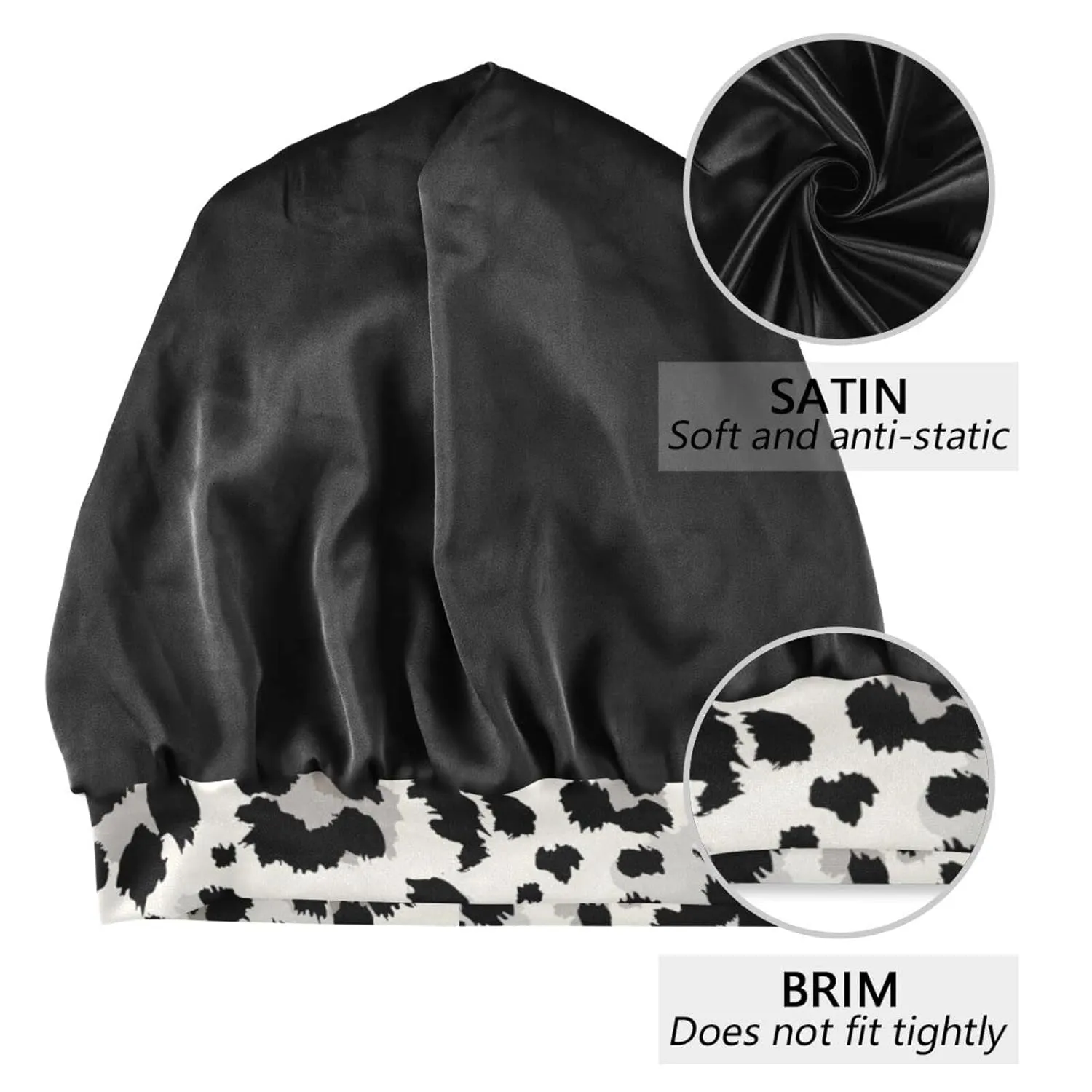 Bonnet Sleep Cap Hair Wrap Cover for Sleeping Satin Lined Head Wrap Nurse Cap Night Cap Slouchy Beanie for Men Women Animal Print Leopard