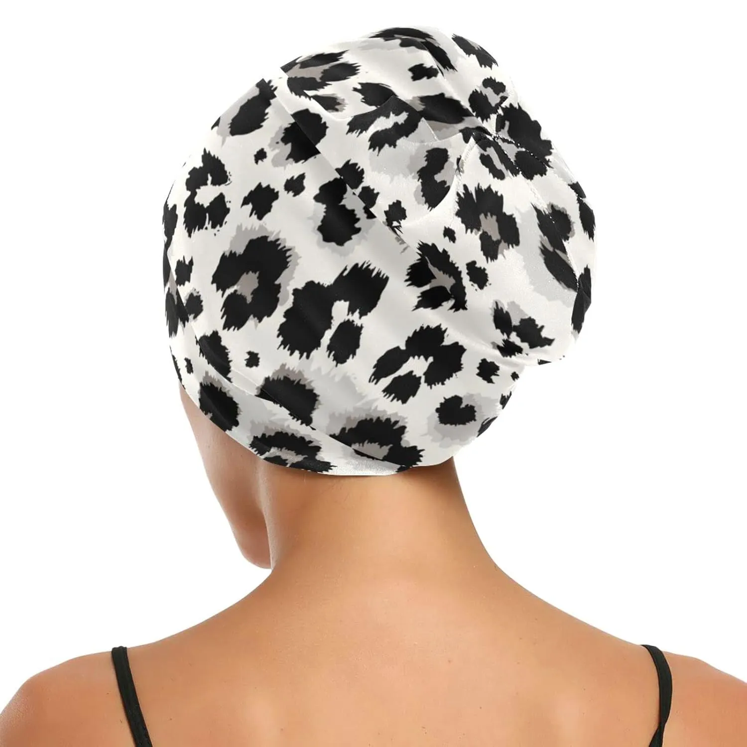 Bonnet Sleep Cap Hair Wrap Cover for Sleeping Satin Lined Head Wrap Nurse Cap Night Cap Slouchy Beanie for Men Women Animal Print Leopard