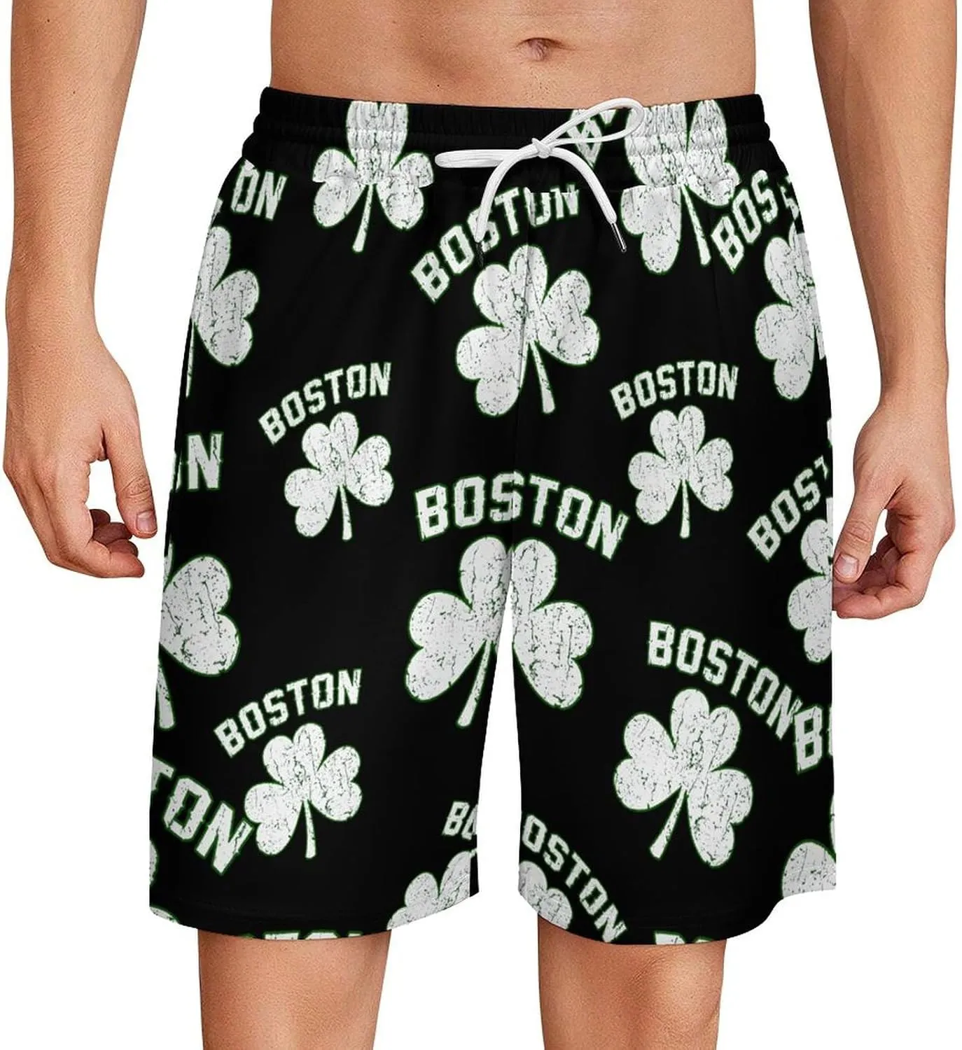 Boston Shamrocks Men's Athletic Shorts Jersey Pocket Lounge Weekend Short 4XL