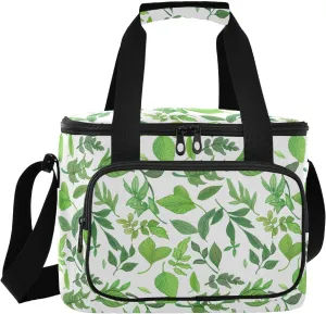 Botanical Leaves White Insulated Cooler Bag for Women Men Leakproof 24 Can Camping Cooler Totes for Work Office Picnic