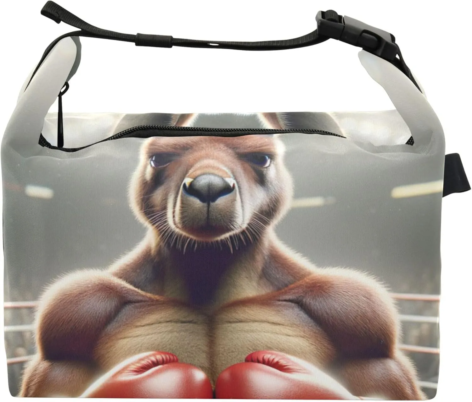 Boxing Kangaroo Champion Lunch Bag for Women Lunchbag with Shoulder Strap Lunchbox for Work Work Cute Flower Insulated Bag for Adult