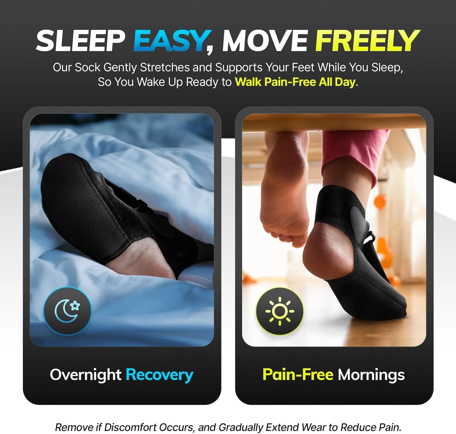 BraceAbility Plantar Fasciitis Night Splint Sock - Soft Plantar Fascia Brace for Sleeping, Achilles Tendonitis, Foot Drop, Heel Pain - Plantar Fasciitis Relief Night Splint for Women and Men (Medium)