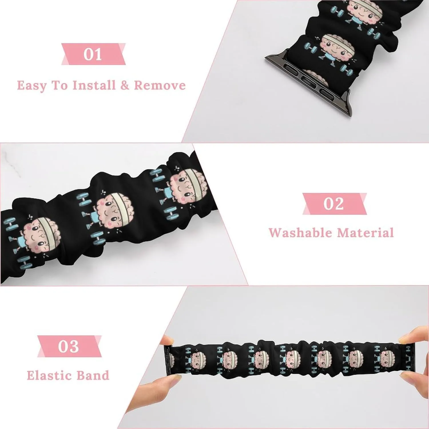 Brain Lifting Weights Fashion Watch Strap Scrunchies Wristbands Compatible With IWatch Series