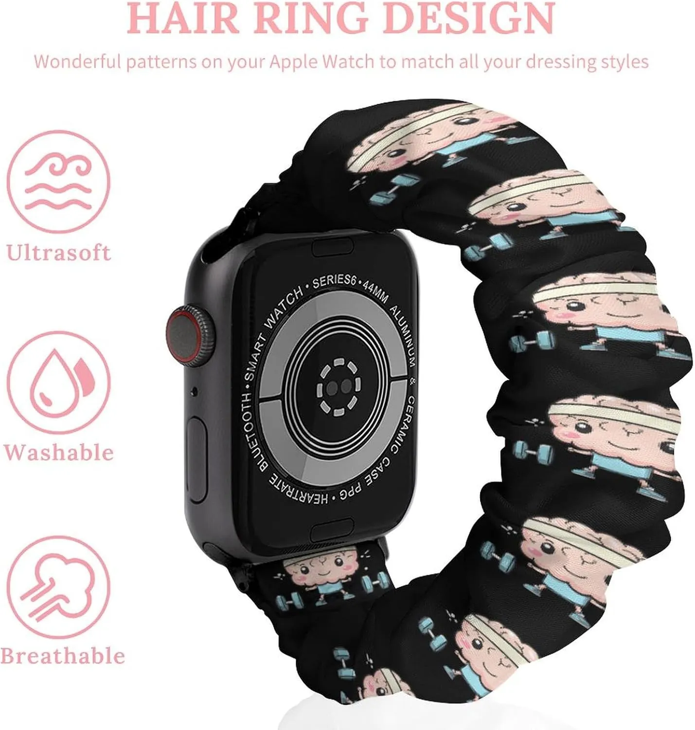 Brain Lifting Weights Fashion Watch Strap Scrunchies Wristbands Compatible With IWatch Series