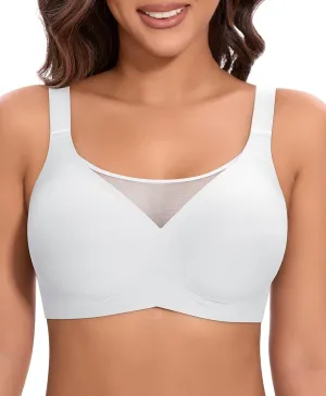 Bras for Women Wireless Seamless Mesh Push Up No Underwire Plus Size Soft Comfortable Sleep Everyday Brattlets with Extender