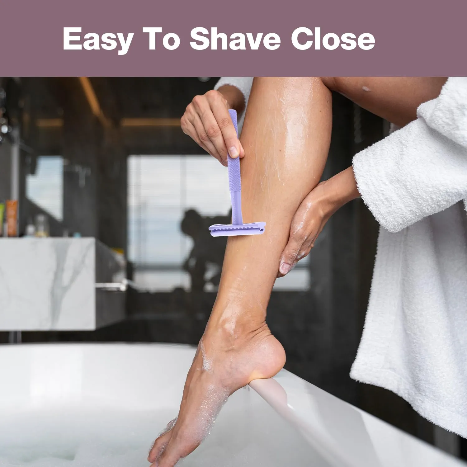 Brass Single Blade Razor for Gentle & Close Shave - Double Edge Safety Razor with 10 Blade Refills, Long Handle,Weighted Razor,Eco-Friendly & Less Irritation Perfect for Sensitive Skin