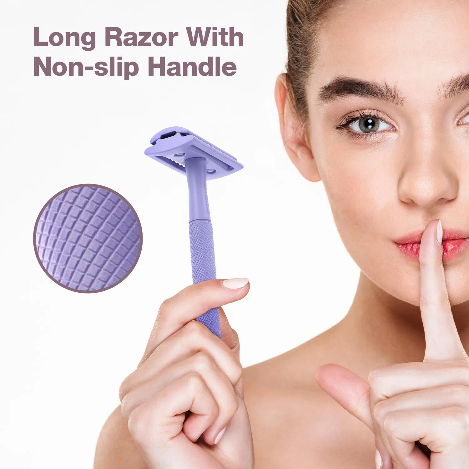 Brass Single Blade Razor for Gentle & Close Shave - Double Edge Safety Razor with 10 Blade Refills, Long Handle,Weighted Razor,Eco-Friendly & Less Irritation Perfect for Sensitive Skin