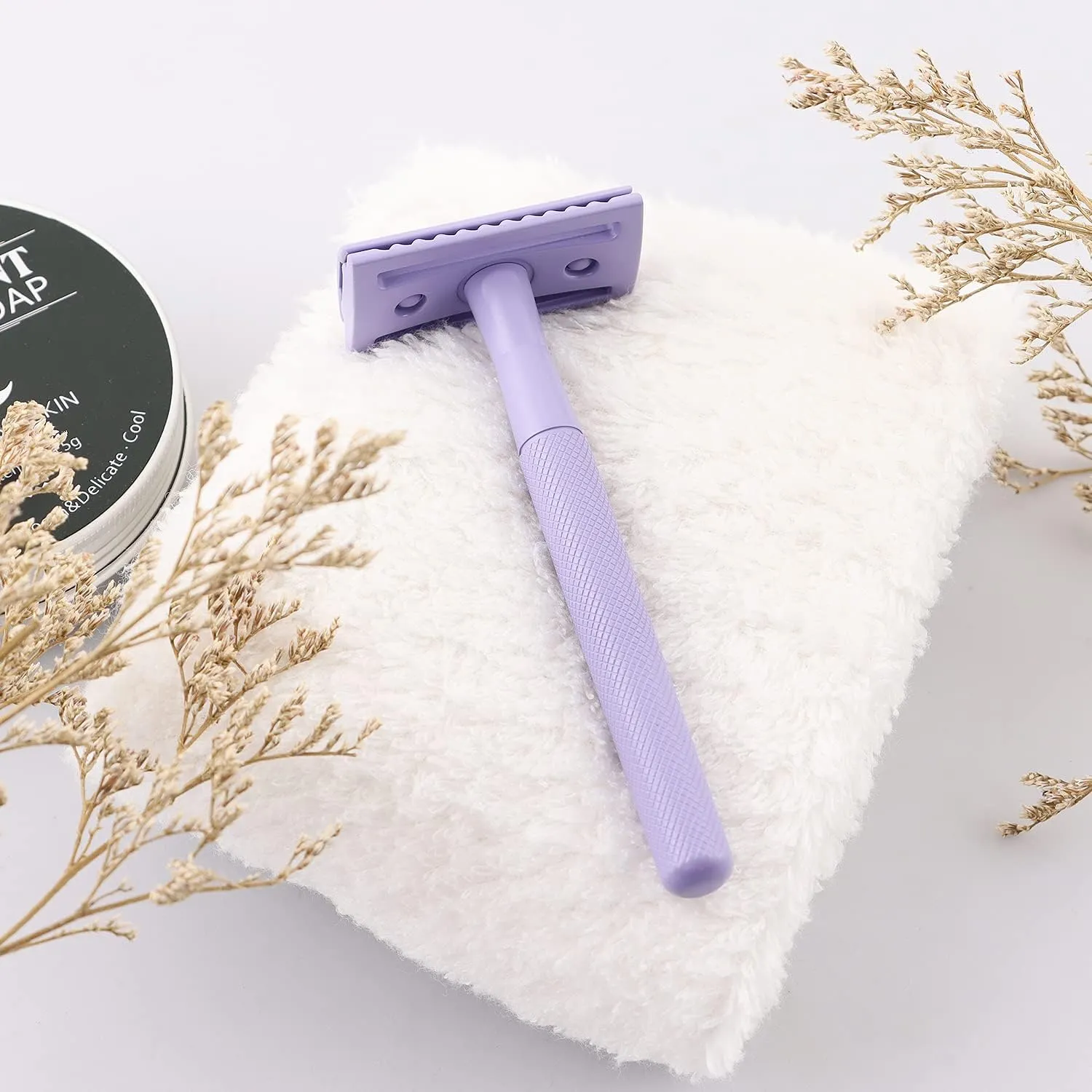Brass Single Blade Razor for Gentle & Close Shave - Double Edge Safety Razor with 10 Blade Refills, Long Handle,Weighted Razor,Eco-Friendly & Less Irritation Perfect for Sensitive Skin