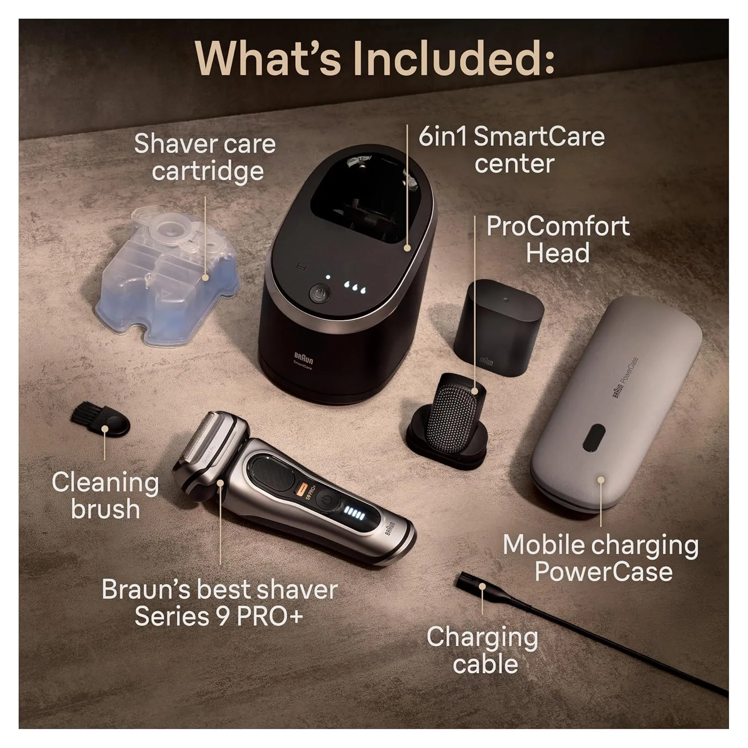 Braun Series 9 PRO  Electric Shaver, Shaving Kit with 5 Pro Shave Elements and ProComfort Head, SmartCare Center