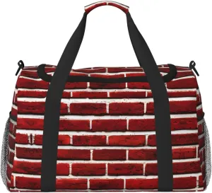 Brick Red Stone print Weekender Overnight Carry On Bag Gym Luggage Bag Duffel Bag for Travel Women