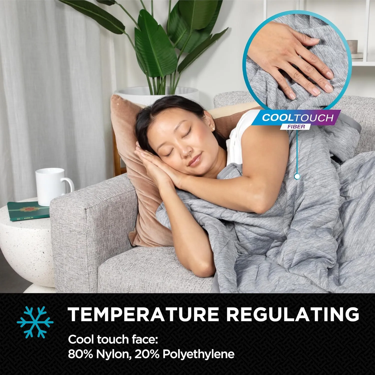 Brookstone Cooling Comfort Throw Blankets for Sleeping - Innovative Cooling Dual-Sided Throw - Oversized Cool Blanket for Hot Sleepers - Nylon and Polyethylene Blanket - Quite Shade