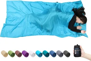 Browint Silk Sleeping Bag Liner, Silk Sleep Sack, Extra Wide 87"x43", Lightweight Travel Sheet for Hotels, More Colors for Option, Reinforced Gussets